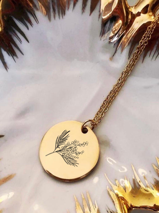Collier une Médaille Fleur Mimosa